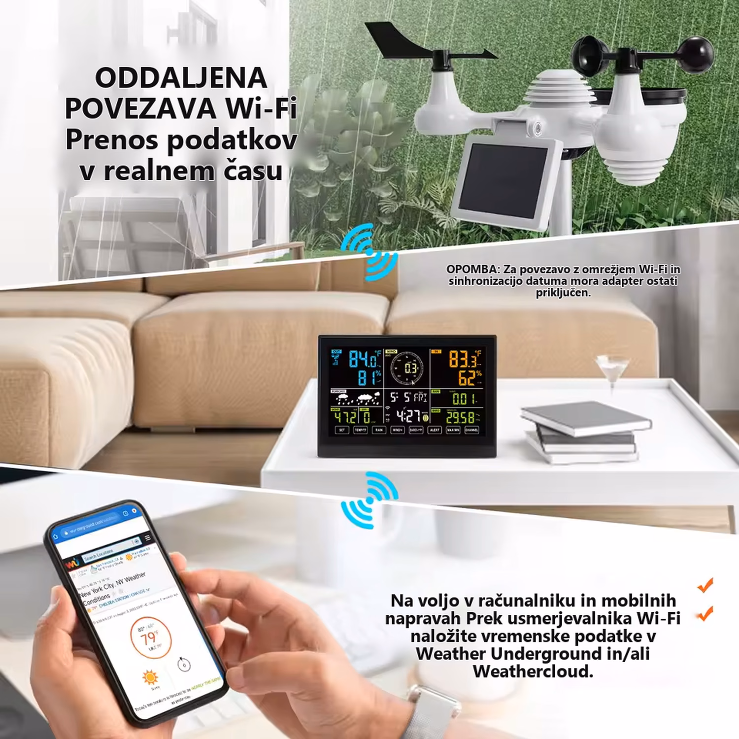 7-v-1 Wi‑Fi vremenska postaja z 7,5-palčnim barvnim zaslonom – galerijska slika 4