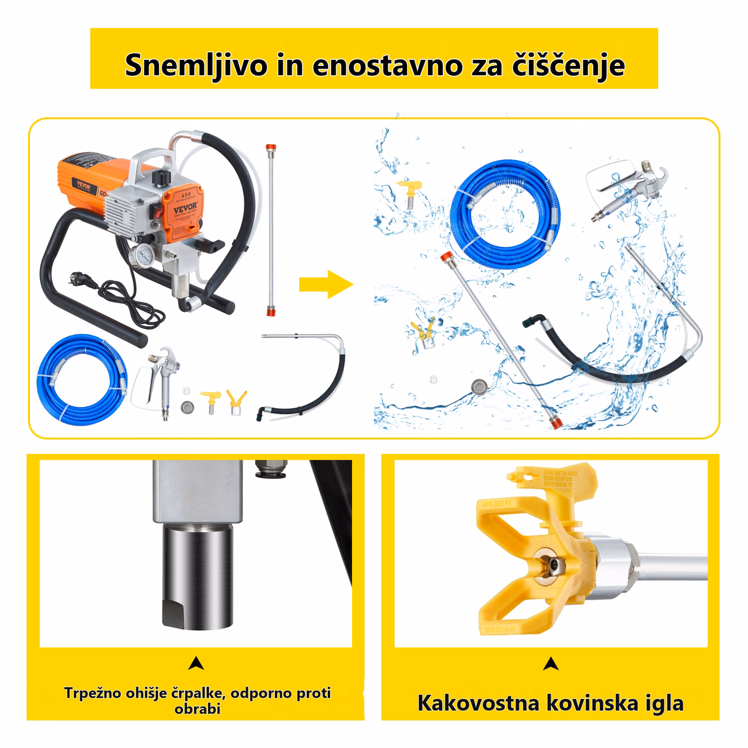 Brezračna električna brizgalna naprava za barvanje sten 1500/1800 W – podrobnosti izdelka 5