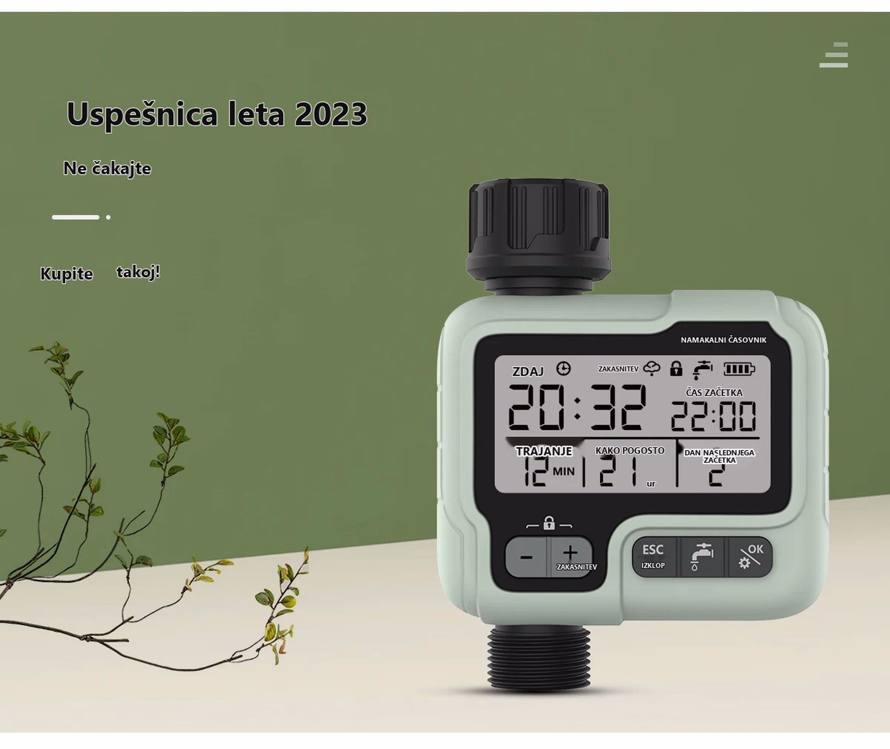 Digitalni avtomatski časovnik za zalivanje HCT-322 – podrobnosti izdelka 8