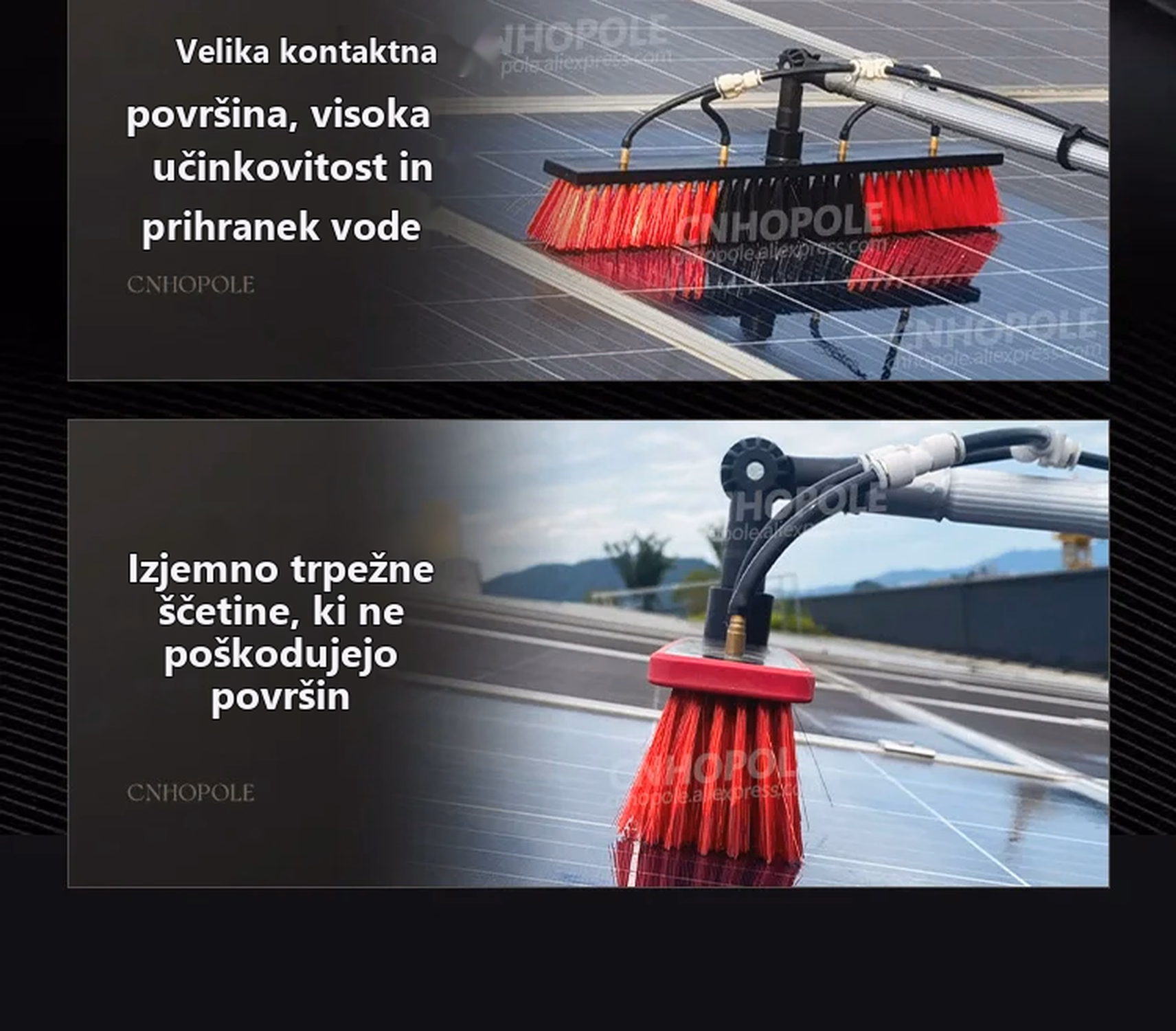 Komplet za čiščenje solarnih panelov s teleskopsko palico – podrobnosti izdelka 3