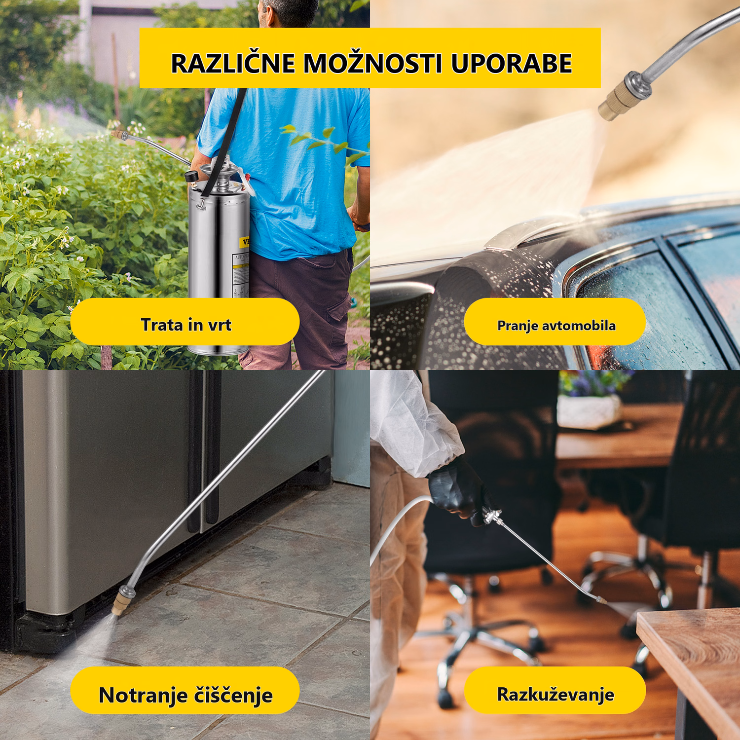 Ročni tlačni razpršilec iz nerjavnega jekla 8 L – podrobnosti izdelka 1
