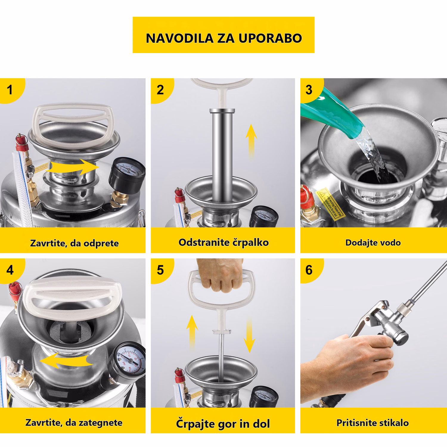 Ročni tlačni razpršilec iz nerjavnega jekla 8 L – podrobnosti izdelka 13