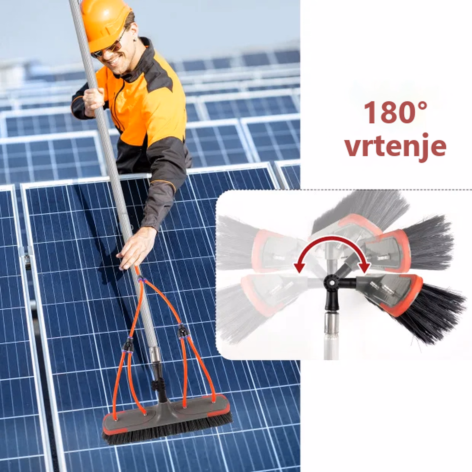 Teleskopska aluminijasta čistilna krtača 7 m s cevjo – podrobnosti izdelka 3